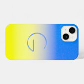 Monogram Initiaal blauw en geel Oekraïne Geïnspire iPhone Hoesje (Achterkant horizontaal)