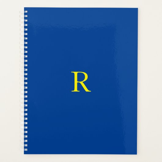 Monogram Initiaal Blauw Geel Kleurrijk Bright 2020 Planner (Voorkant)