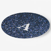 Monogram Initiaal Blauw Glitter White - Aangepaste Papieren Bordje (Gekanteld)
