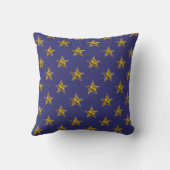 Monogram Initiaal Blauw Goud Sterren Letter I Aand Kussen (Achterkant)