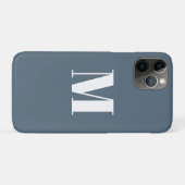 Monogram initiaal blauw/grijs wit aanpassen Case-Mate iPhone case (Achterkant (horizontaal))