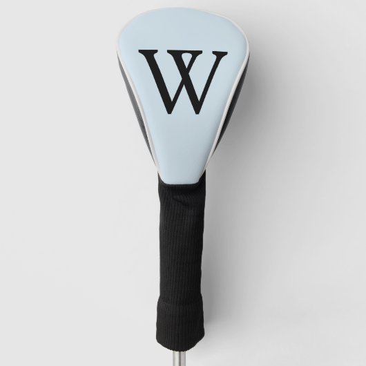 Monogram Initiaal Blauw Grijs Zwart Golfheadcover (Voorkant)