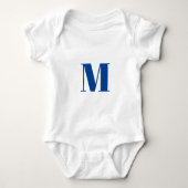 Monogram initiaal blauw wit aanpassen romper (Voorkant)