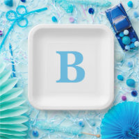 Monogram Initiaal Blauw Wit Baby shower Aangepast