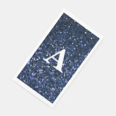 Monogram Initiaal Blauwe Glitters Wit Aangepaste N Servet (Hoek)