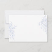 Monogram Initiaal Bloemen Blauw Toile Bruid RSVP Kaartje (Achterkant)