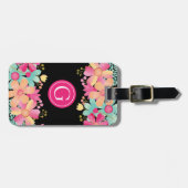 Monogram Initiaal Bloemenschildering Bagage Bagage Bagagelabel (Voorkant horizontaal)