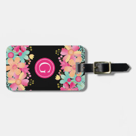 Monogram Initiaal Bloemenschildering Bagage Bagage Bagagelabel