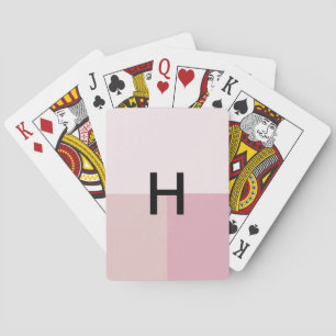 Monogram Initiaal Blozende Pastel Bleke Roze Kleur Pokerkaarten