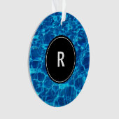 Monogram Initiaal Blue Water Pattern Cool Gift 201 Ornament (voorkant)