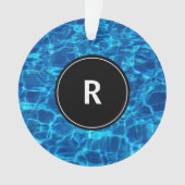 Monogram Initiaal Blue Water Pattern Cool Gift 201 Ornament (voorkant)