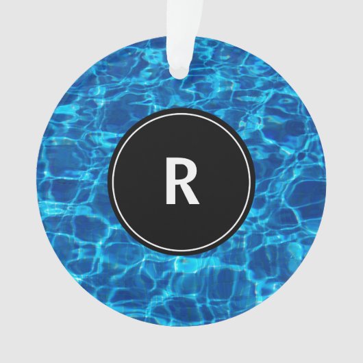 Monogram Initiaal Blue Water Pattern Cool Gift 201 Ornament (voorkant)