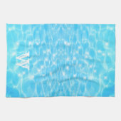 Monogram Initiaal Blue Water Ripple Water Texture Theedoek (Horizontaal)