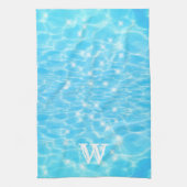 Monogram Initiaal Blue Water Ripple Water Texture Theedoek (Verticaal)
