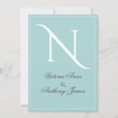 Monogram Initiaal Blue White Lijst Wedding Kaart (Voorkant)