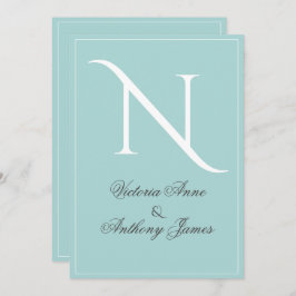 Monogram Initiaal Blue White Lijst Wedding Kaart