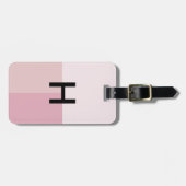 Monogram Initiaal Blush Pastel Bord Roze Colorbloc Bagagelabel (Voorkant horizontaal)