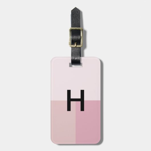 Monogram Initiaal Blush Pastel Bord Roze Colorbloc Bagagelabel (Voorkant verticaal)