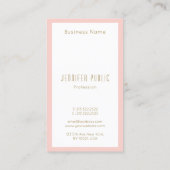 Monogram Initiaal Blush Pink Gold Vertical Modern Visitekaartje (Achterkant)