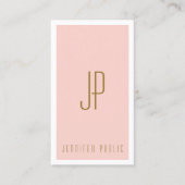 Monogram Initiaal Blush Pink Gold Vertical Modern Visitekaartje (Voorkant)