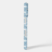 Monogram Initiaal Boho Blauw Witte Bloemen Trendy Case-Mate iPhone Case (Achterkant / Rechts)