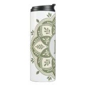 Monogram Initiaal Boho Mandala Salie Groen Thermosbeker (Gedraaid links)