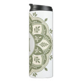 Monogram Initiaal Boho Mandala Salie Groen Thermosbeker (Geroteerd rechts)