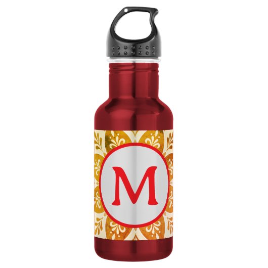 Monogram Initiaal Boho Mandala Waterfles (Voorkant)