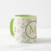 Monogram Initiaal Boho Willow & Aardbeien Cadeau Mok (Voorkant links)