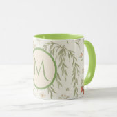 Monogram Initiaal Boho Willow & Aardbeien Cadeau Mok (Voorkant rechts)
