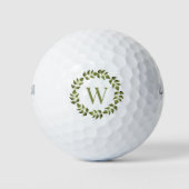 Monogram Initiaal Botanisch Groen Weed Golfballen (Voorkant)