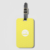 Monogram Initiaal Bright Gele Witte Polka Dots Bagagelabel (Voorkant (verticaal))
