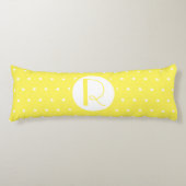 Monogram Initiaal Bright Gele Witte Polka Dots Lichaamskussen (Voorkant)