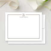 Monogram Initiaal Bruin Dubbele Rand Professionele Notitiekaartje