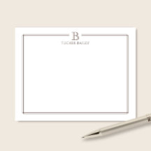 Monogram Initiaal Bruin Dubbele Rand Professionele