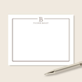Monogram Initiaal Bruin Dubbele Rand Professionele Notitiekaartje