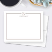 Monogram Initiaal Bruin Dubbele Rand Professionele Notitiekaartje