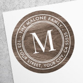 Monogram initiaal Bruin retouradres: Ronde Sticker