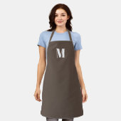 Monogram initiaal bruin wit aanpassen schort (Gedragen)