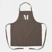Monogram initiaal bruin wit aanpassen schort (Voorkant)