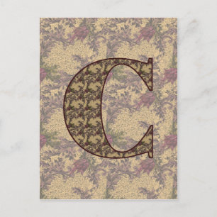 Monogram Initiaal C Elegante Vintage Bloem Briefkaart