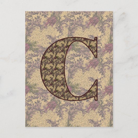 Monogram Initiaal C Elegante Vintage Bloem Briefkaart (Voorkant)
