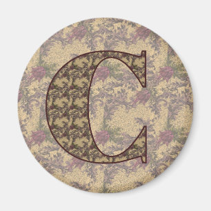 Monogram Initiaal C Elegante Vintage Bloem Magneet