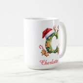Monogram initiaal c gember mannen kerstmis koffiemok (Voorkant rechts)