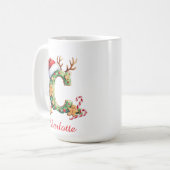 Monogram initiaal c gember mannen kerstmis koffiemok (Voorkant links)