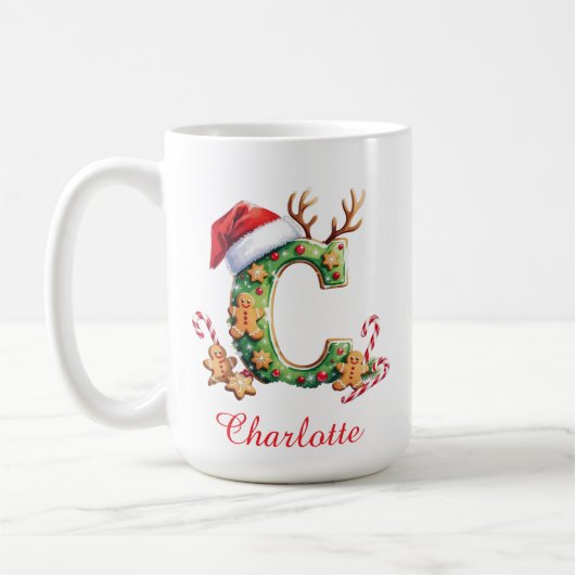 Monogram initiaal c gember mannen kerstmis koffiemok (Links)