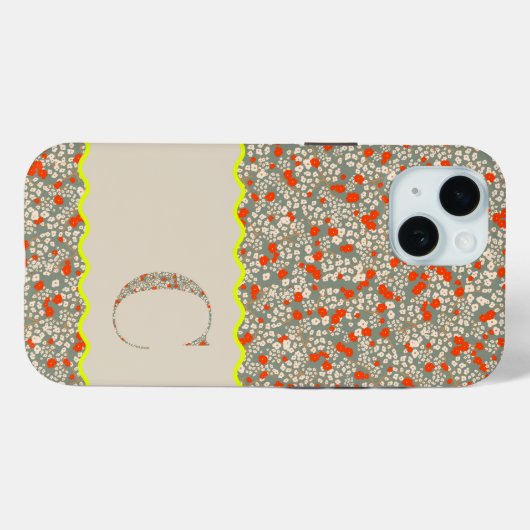 MONOGRAM INITIAAL C GROENE EN RODE KLEINE BLOEMETJ Case-Mate iPhone CASE (Achterkant (horizontaal))