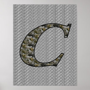 Monogram Initiaal C Hortensia Bloemen Poster