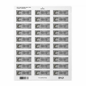 Monogram Initiaal C Hortensia Retouradres Etiket (Full Sheet)