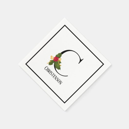 Monogram Initiaal C kerstpapier Servet (Hoek)